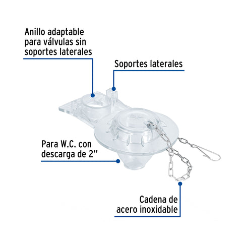 Sapo 2' para WC, PVC, trasparente, cadena inox, FOSET | SA-008 | 40089