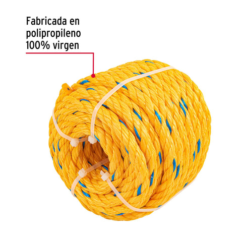 Metro de cuerda amarilla de polipropileno 13 mm, rollo 13m | CUE-131M | 40097