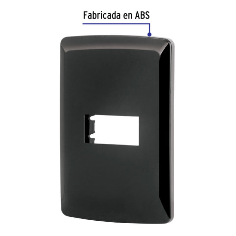 Placa 1 módulo, Italiana, color negro, Volteck | PPSE-IN | 40136