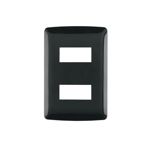 Placa 2 modulos, Italiana, color negro, Volteck | PPDO-IN | 40137