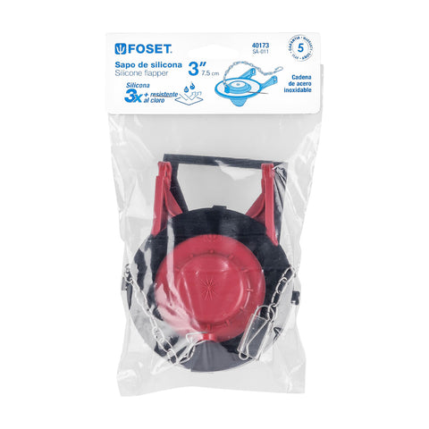 Sapo 3' para WC, silicona, rojo, cadena inox, FOSET | SA-011 | 40173