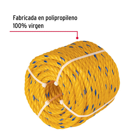 Kilo de cuerda amarilla de polipropileno 10 mm, rollo 1kg | CUE-101K | 40186
