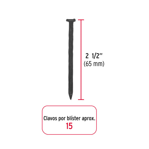 Blíster con 15 clavos negros para concreto 2-1/2', FIERO | CLC-2-1/2NA | 40220
