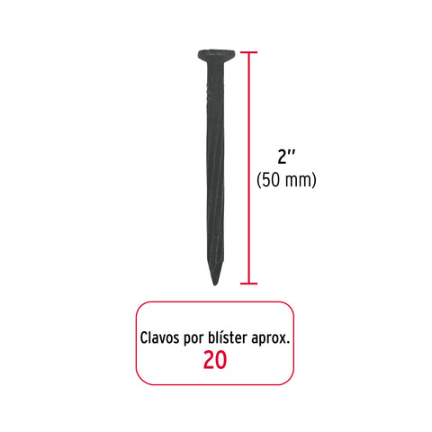 Blíster con 20 clavos negros para concreto 2', FIERO | CLC-2NA | 40221