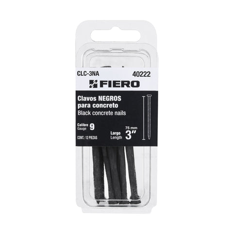 Blíster con 12 clavos negros para concreto 3', FIERO | CLC-3NA | 40222