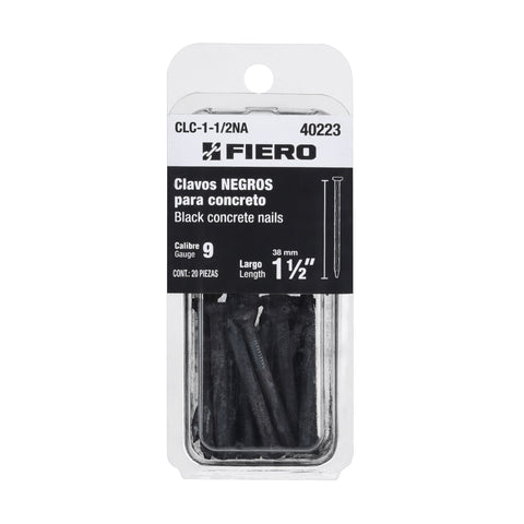 Blíster con 20 clavos negros para concreto 1-1/2', FIERO | CLC-1-1/2NA | 40223