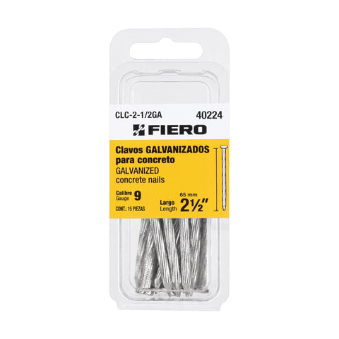 Blíster con 15 clavos galvanizados p/concreto 2-1/2', FIERO | CLC-2-1/2GA | 40224