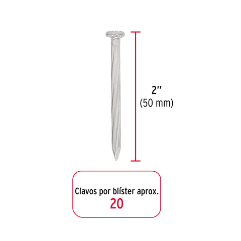 Blíster con 20 clavos galvanizados para concreto 2', FIERO | CLC-2GA | 40225