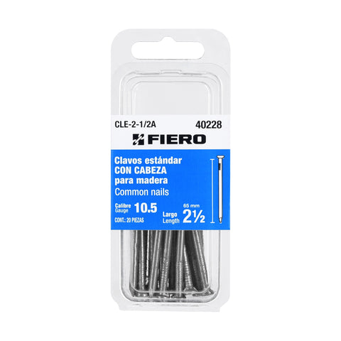 Blíster con 20 clavos estándar 2-1/2' con cabeza, FIERO | CLE-2-1/2A | 40228