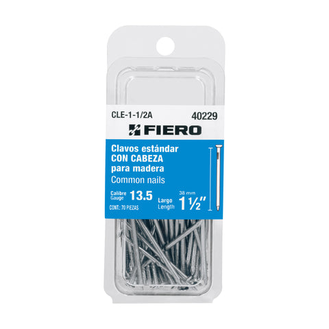 Blíster con 70 clavos estándar 1-1/2' con cabeza, FIERO | CLE-1-1/2A | 40229