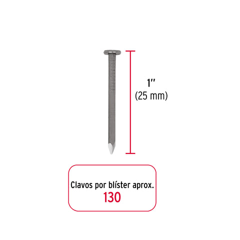 Blíster con 130 de clavo estándar 1' con cabeza, FIERO | CLE-1A | 40231