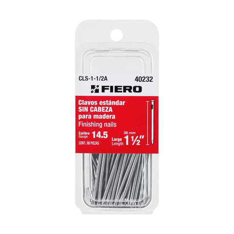 Blíster con 80 clavos estándar 1-1/2' sin cabeza, FIERO | CLS-1-1/2A | 40232
