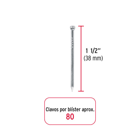 Blíster con 80 clavos estándar 1-1/2' sin cabeza, FIERO | CLS-1-1/2A | 40232