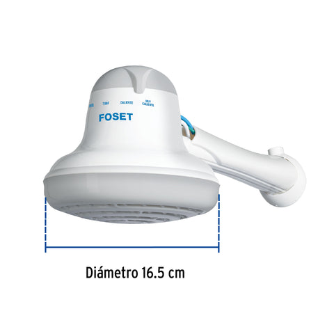 Regadera eléctrica, 4 temperaturas, 16.5cm, gris, FOSET | REGEL-6G | 40238