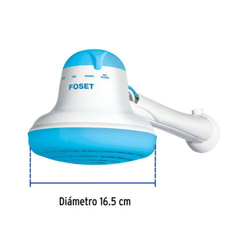 Regadera eléctrica, 4 temperaturas, 16.5cm, azul, FOSET | REGEL-6A | 40239
