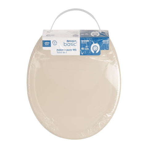 Asiento redondo ligero con tapa para WC, hueso, FOSET BASIC | AWC-35H | 40242