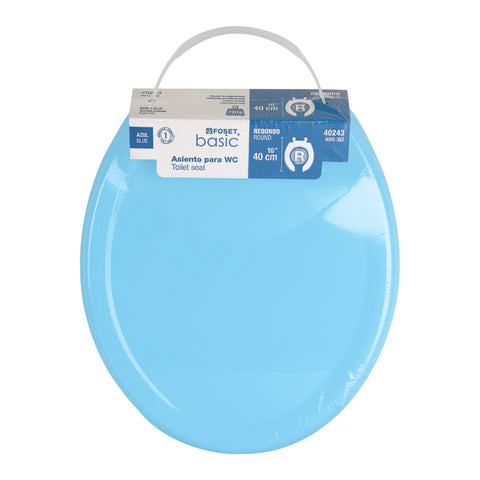 Asiento redondo ligero con tapa para WC, azul, FOSET BASIC | AWC-35Z | 40243