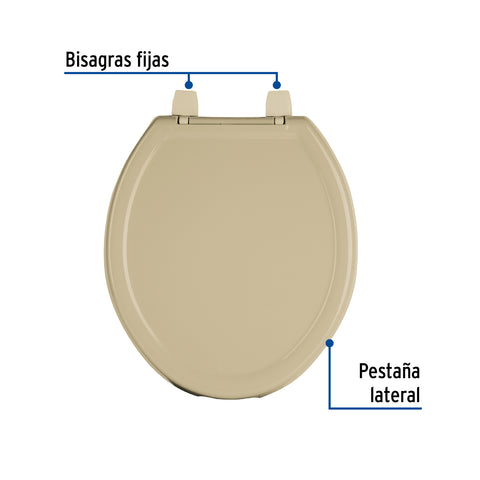 Asiento redondo ligero con tapa para WC, beige, FOSET BASIC | AWC-35C | 40244