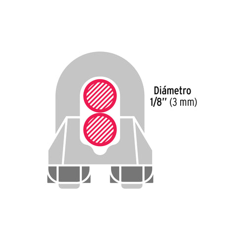 Bolsa c/100 nudos (perros) de hierro p/cable de 1/8', FIERO | NUDO-1/8G | 40704