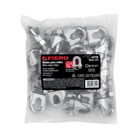Bolsa c/20 nudos (perros) de hierro p/cable de 3/8', FIERO | NUDO-3/8G | 40708