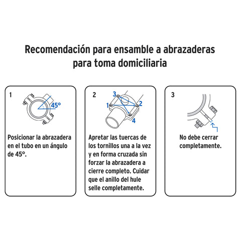 Abrazadera para toma domiciliaria PP 4' x 1/2', FOSET | ATD-4 | 40715