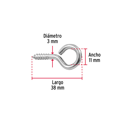 Blíster con 8 armellas cerradas de 19 x 60, FIERO | AR-19CB | 40720