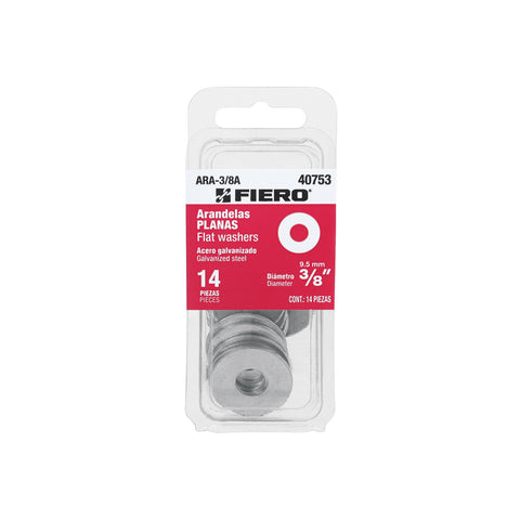 Blíster con 14 arandelas planas de 3/8', FIERO | ARA-3/8A | 40753