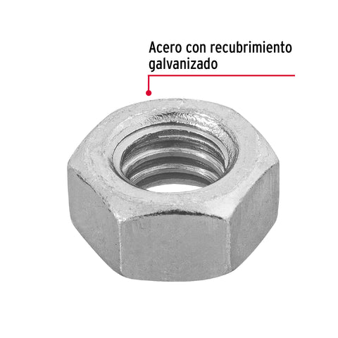 Blíster con 20 tuercas 5/16' hex de acero galvanizado, FIERO | TUE-5/16A | 40756