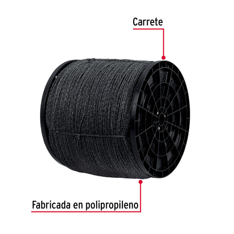 Kilo de cuerda negra de polipropileno 4 mm, carrete 20kg | CUE-04NK | 40762