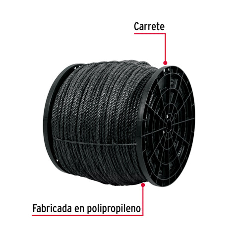 Kilo de cuerda negra de polipropileno 11 mm, carrete 20kg | CUE-11NK | 40766