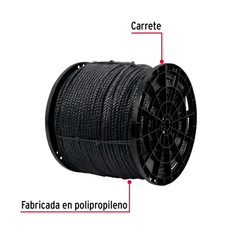 Kilo de cuerda negra de polipropileno 13 mm, carrete 30kg | CUE-13NK | 40767