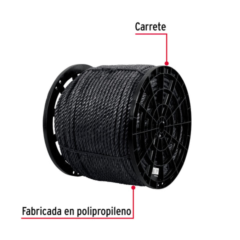 Kilo de cuerda negra de polipropileno 16 mm, carrete 30kg | CUE-16NK | 40768