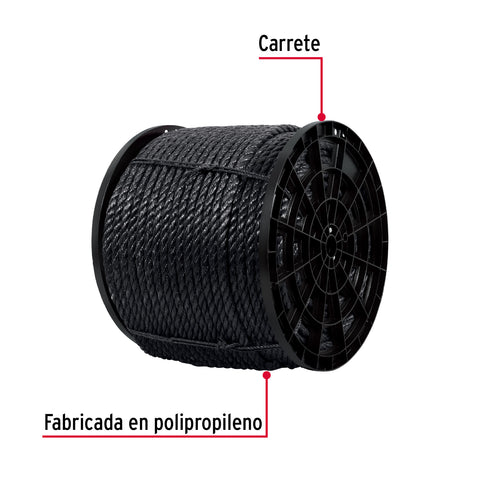 Kilo de cuerda negra de polipropileno 19 mm, carrete 30kg | CUE-19NK | 40769