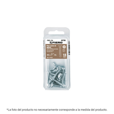 Blíster con 13 pijas cabeza cruz, punta broca 1-1/2', FIERO | PIBR-1-1/2CA | 40792