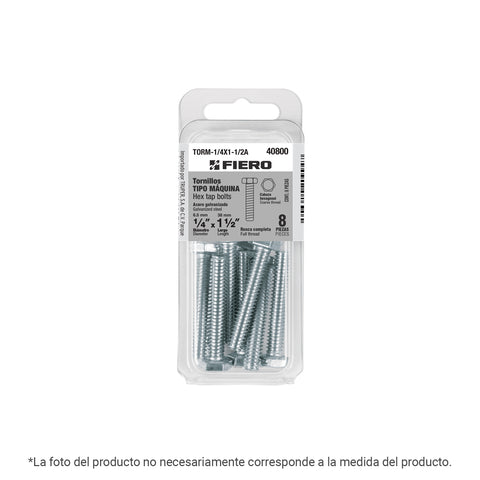 Blíster con 4 tornillos 3/8' x 2' tipo máquina, FIERO | TORM-3/8X2A | 40809