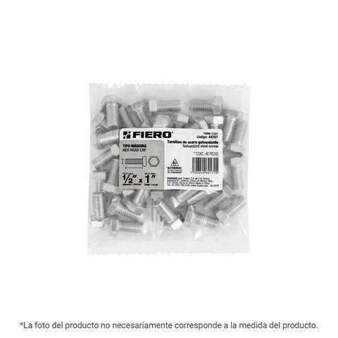 Bolsa con 8 tornillos 1/2' x 7' tipo máquina, FIERO | TORM-1/2X7 | 40869