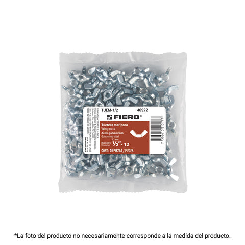 Bolsa con 100 tuercas tipo mariposa, 1/4' , FIERO | TUEM-1/4 | 40919
