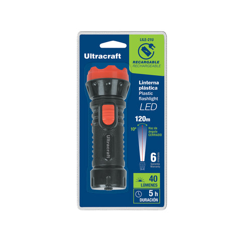 Linterna plástica de LED, 40 lm, recargable, ULTRACRAFT | LILE-21U | 41010
