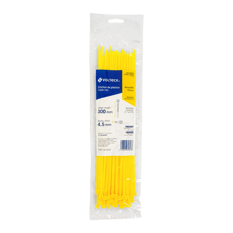 Bolsa con 50 cinchos plásticos 50 lb, 300x4.5 mm, amarillos | CIN-5030A | 41022