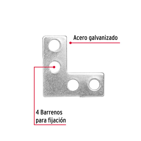 Bolsa c/24 escuadras planas cantoneras 1' x 1', FIERO | ECAN-1 | 41037
