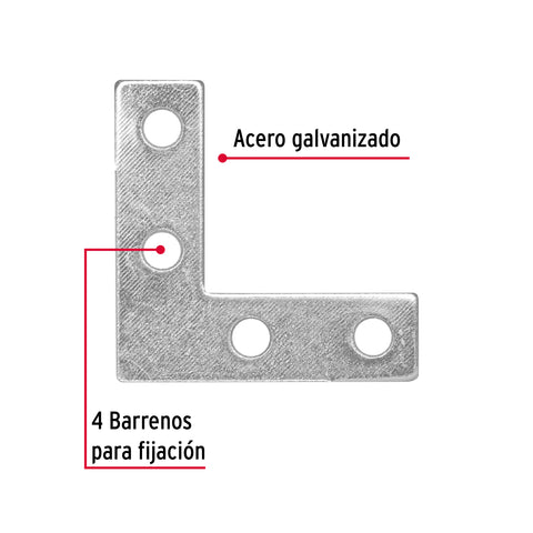 Bolsa c/24 escuadras planas cantoneras 1-1/2'x1-1/2', FIERO | ECAN-1 1/2 | 41038