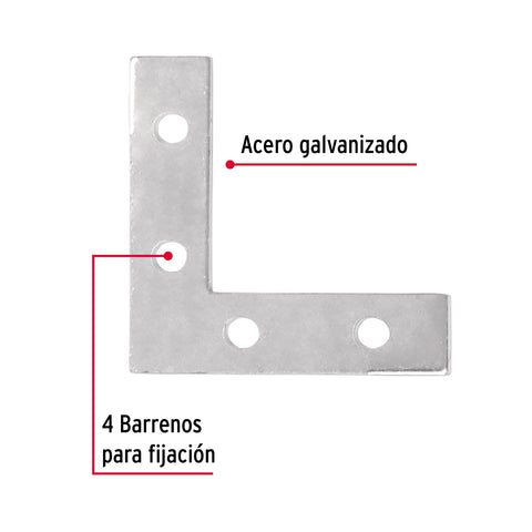 Bolsa c/24 escuadras planas cantoneras 2' x 2', FIERO | ECAN-2 | 41039