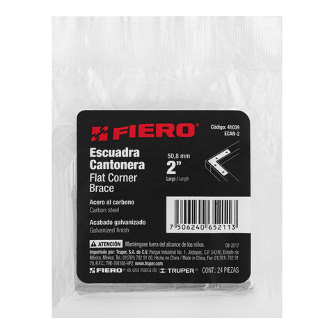 Bolsa c/24 escuadras planas cantoneras 2' x 2', FIERO | ECAN-2 | 41039
