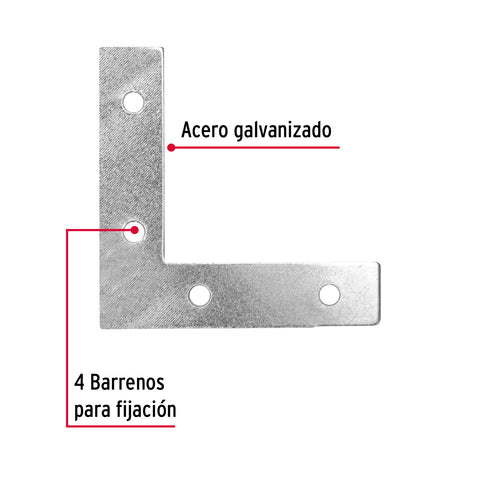 Bolsa c/24 escuadras planas cantoneras 2-1/2'x2-1/2', FIERO | ECAN- 2-1/2 | 41040