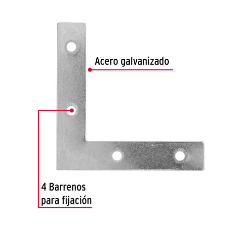 Bolsa c/24 escuadras planas cantoneras 3' x 3', FIERO | ECAN-3 | 41041