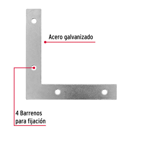 Bolsa c/24 escuadras planas cantoneras 3-1/2'x3-1/2', FIERO | ECAN-3-1/2 | 41042