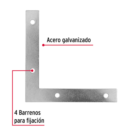 Bolsa c/24 escuadras planas cantoneras 4' x 4', FIERO | ECAN-4 | 41043