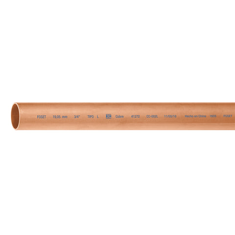 Tubo rígido de cobre 3/4' tipo 'L', 3m, 1.9kg, FOSET | CC-002L | 41272