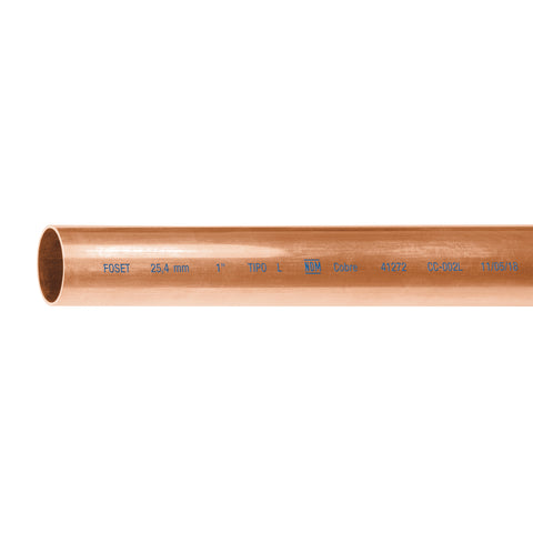 Tubo rígido de cobre 1' tipo 'L', 3m, 2.9kg, FOSET | CC-003L | 41273