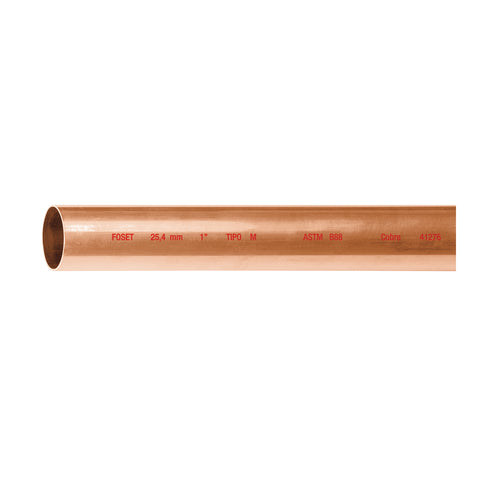 Tubo rígido de cobre 1' tipo 'M', 3m, 2.0kg, FOSET | CC-003M | 41276